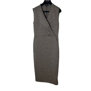 Giorgio Armani Runway Black Grey Wool-Silk Draped Sheath Dress, Size 42